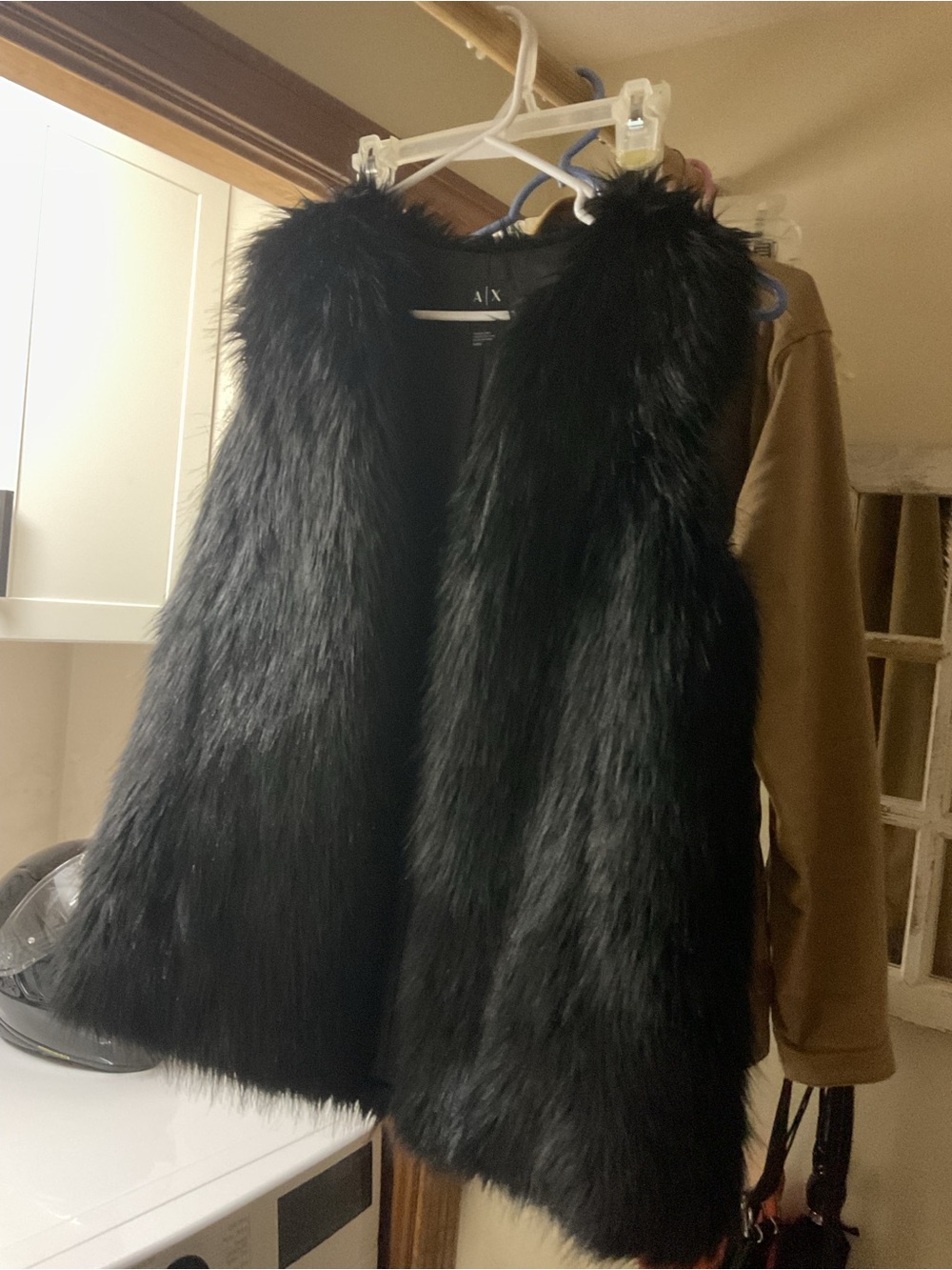 A/X Armani Exchange Black Faux Fur Teddy Vest